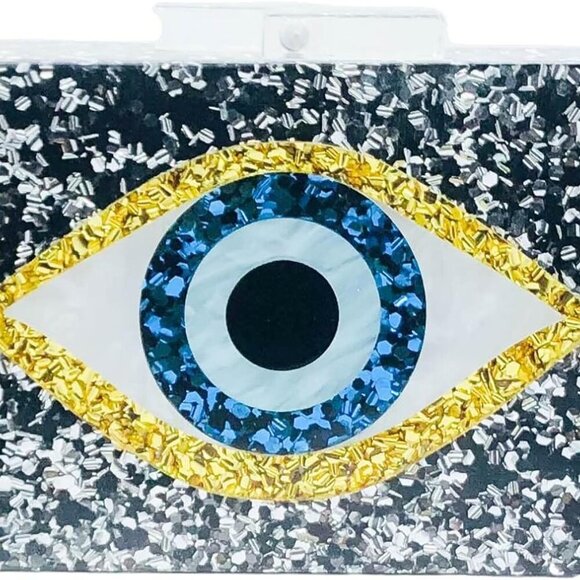 Acrylic Clutch Purse Women Mini Evening Bag Stylish Chain Shoulder Black